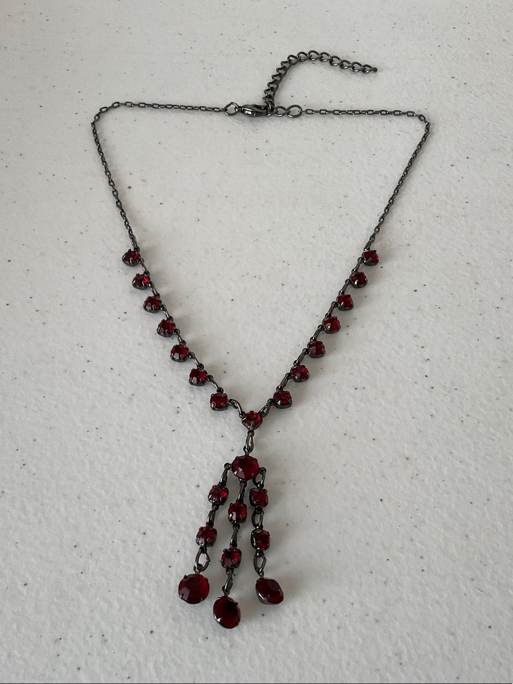 Red Crystal Y-Style Choker Necklace